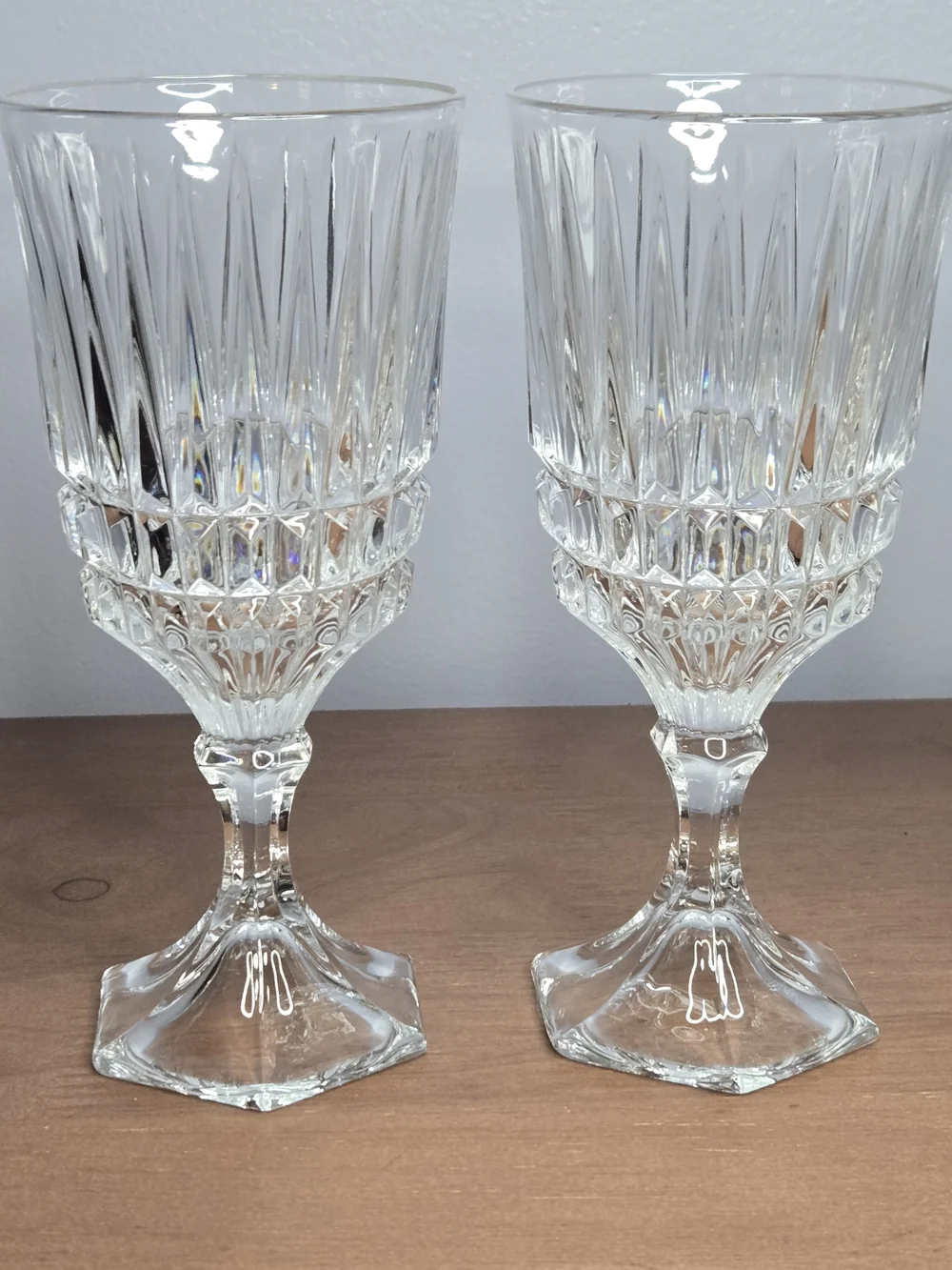 Set of 4 Vintage Fostoria Heritage Clear Crystal Wine Goblets Glasses